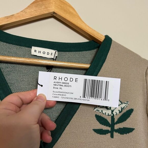 RHODE Avery Floral Button Front Knit Midi Sweater Dress Size XL - Picture 7 of 11